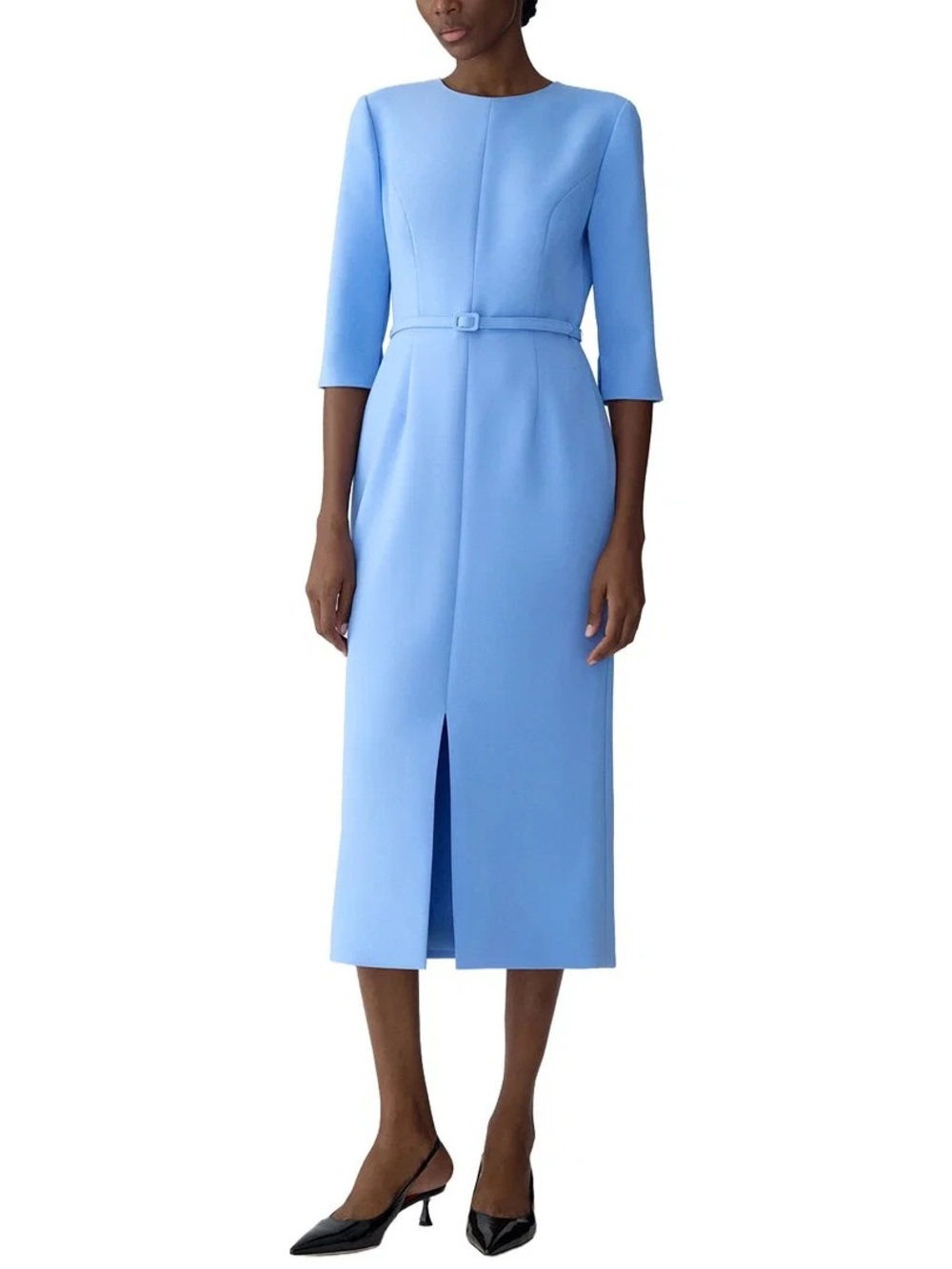 NWT Carolina Herrera Belted Midi Dress - Blue